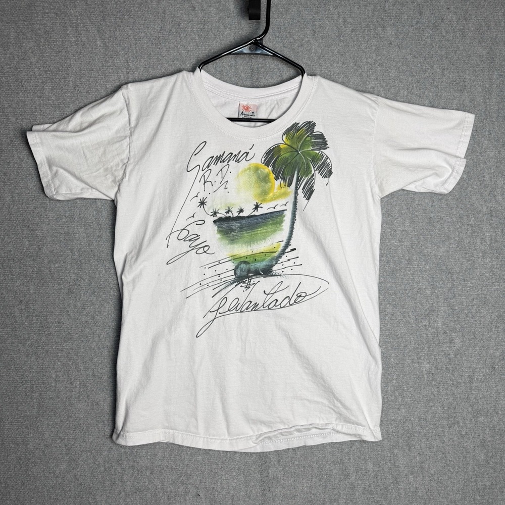 Aremar Shirt Women's Size Medium 100% Cotton Beach Graphic Print Sunset